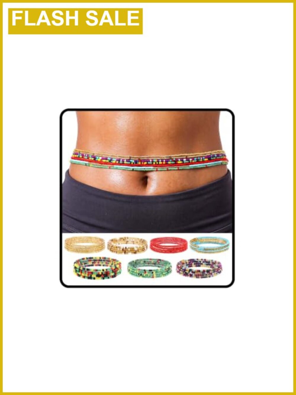 Handcrafted Glass Bead African Waist Beads Layered Belly Chain Set Adjustable